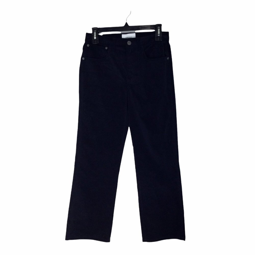 Current Elliott The Vanessa Velvet crop Straight Dark Navy Jeans Women Sz 27 NWT